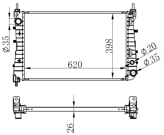 RADYATÖR BRAZİNG LINEA 1.3 JTD AC KLİMASIZ MEK 621x395x26