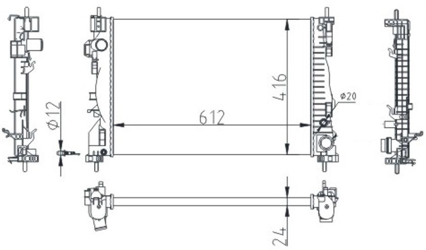 RADYATOR MECHANİCAL MT 612X416X23 GİULİETTA 1.4 TB/2.0 JTDM 60062