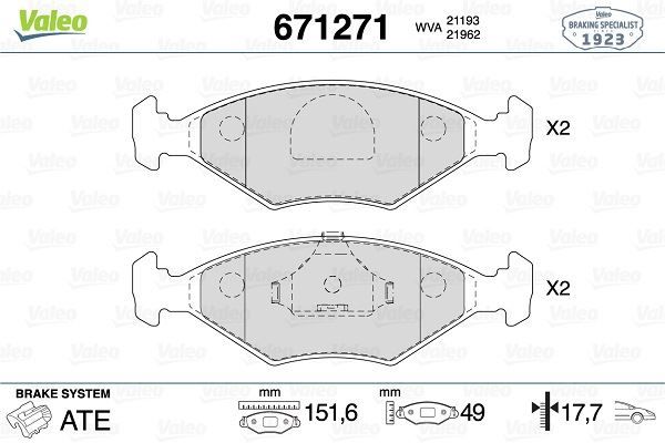 ÖN DİSK FREN BALATASI FIAT ELBA CSL 1.4/1.6 06/92 - 08/97 FIAT FİORİNO 1.4/1.6/1.7D 01/88 - 05/01