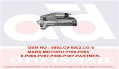 MARŞ MOTORU 12V 1.3kw 9 DİŞ P106-P205 II-P206-P207-P301-P306-P307-PARTNER-BERLINGO-C2-C3-C4-NEMO- SAXO-XSARA 1.0-1.1-1.4-1.6 BENZİN