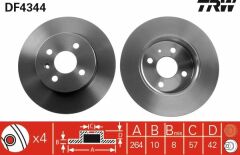 ARKA FREN AYNASI ASTRA H L67 04 14 COMBO C 01 11 MERIVA A 03 10 264x10x4DL DOLU