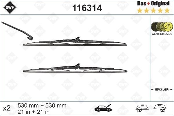 ÖN SİLECEK SÜPÜRGESİ TAKIM PASSAT VOLVO S70 V70 TRANSPORTER T4 530 530 mm