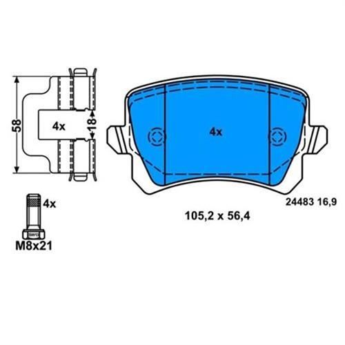 ARKA BALATA CADDY-TIGUAN-PASSAT-A6-Q3 11 GDB1763 WVA24483 105.5X56.4X17 MM