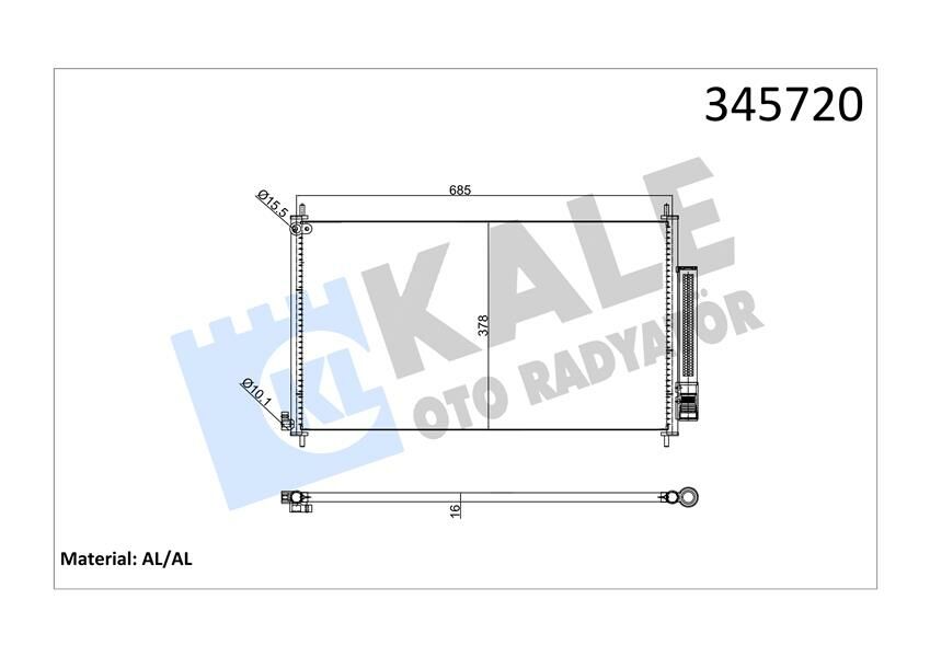 KLİMA KONDENSERİ HONDA CRV 2.0-2.0AWD 12 703x393x16 Mek.opsiyo.otom.sanziman AL/AL