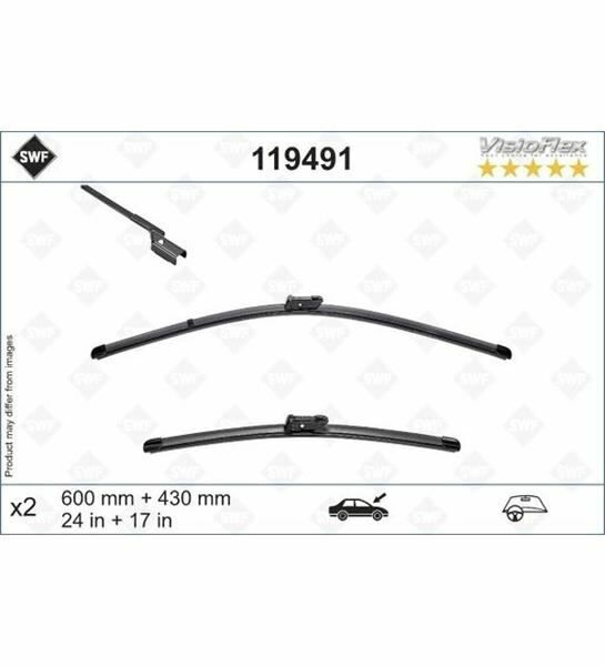 SWF VisioFlex Flat Blade X2 600 430 mm PEUGEOT RIFTER 18 BERLINGO 18 COMBO MPV 18