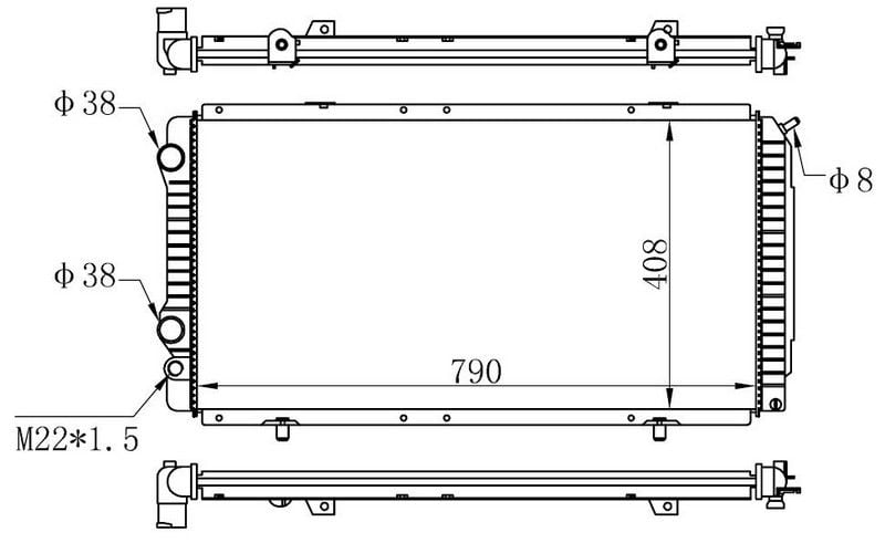 RADYATÖR BRAZİNG BOXER-DUCATO-JUMPER 97-02 1.9D-2.5D-2.8HDI AC MEK 790x408x26