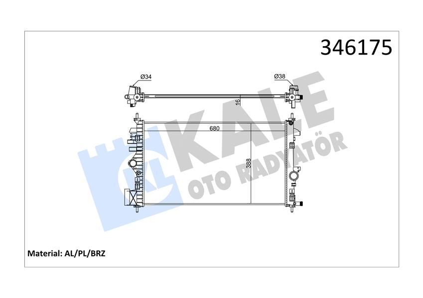RADYATÖR INSIGNIA-SAAB 9-5 1.6-1.8 08 AC MEK 680x378x16 AL/PL/BRZ