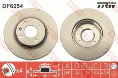 ÖN FREN DİSKİ CHEVROLET AVEO T300 1.2 16v / AVEO T300 1.4 16v 11 14 256X24X60X45.5X4DL HVL 14 JANT