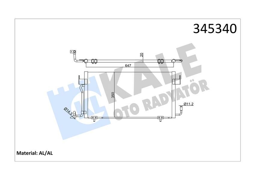 KLİMA KONDENSERİ PARTNER 96 BERLINGO 96 XSARA 97-00 1.8D-1.9D 648x328x16 AL/AL