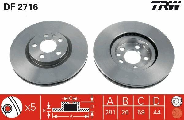 ÖN FREN DİSKİ CITROEN JUMPY I 99 06 PEUGEOT EXPERT 96 06 P806 94 02 FIAT SCUDO 96 06 281x43.5x26