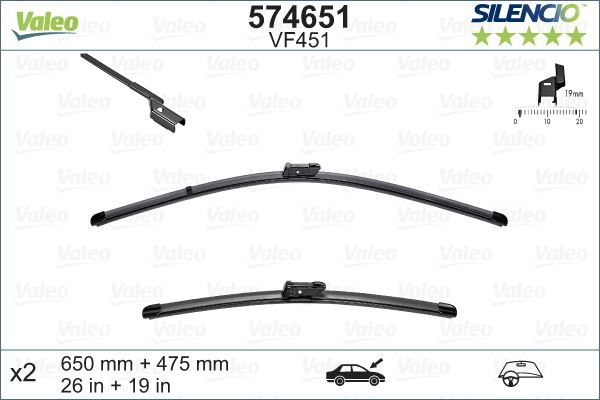 SİLECEK 650/480cm x2 FLATBLADE-MUZ TİPİ VM451 FORD MONDEO IV 07 VOLVO C70 06