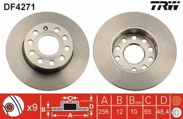 ARKA FREN AYNASI CADDY III-GOLF-V-VI-PLUS-JETTA III-ALTEA 04 A3 03 TOLEDO III-OCTAVIA 04 256x12x9DL