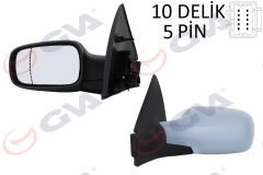 DIŞ DİKİZ AYNASI SOL MEGANE 02 ELEKTRİKLİ ISITMALI ASTARLI ASFERİK 5 FİŞ VM-138EHPAL