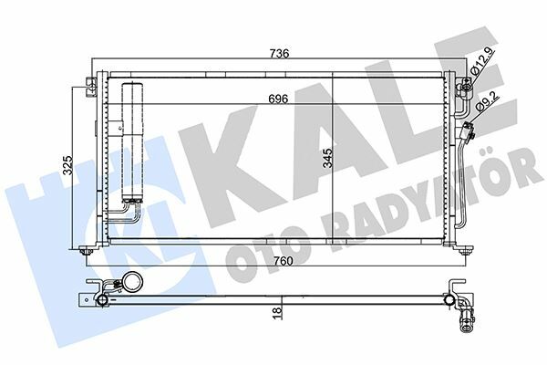 KLİMA KONDENSERİ MITSUBISHI LANCER AL/AL 696x338x16