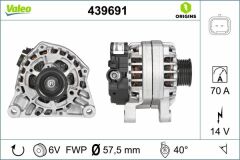 ALTERNATÖR 14V 70Ah BIPPER-NEMO-P206-PARTNER-PARTNER TEPEE-BERLINGO-XSARA-C15-JUMPY TU1JP 439275