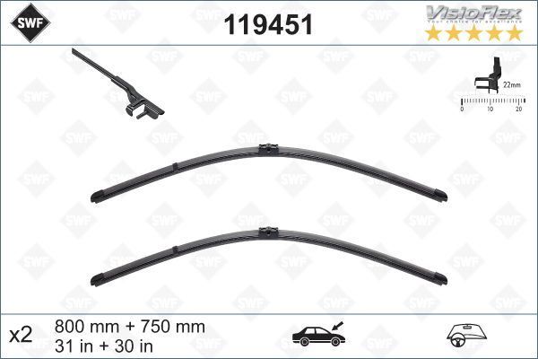 SİLECEK 80 70cm FLATBLADE-MUZ TİPİ C4 G.PICASSO 06 C4PICASSO 07 574395