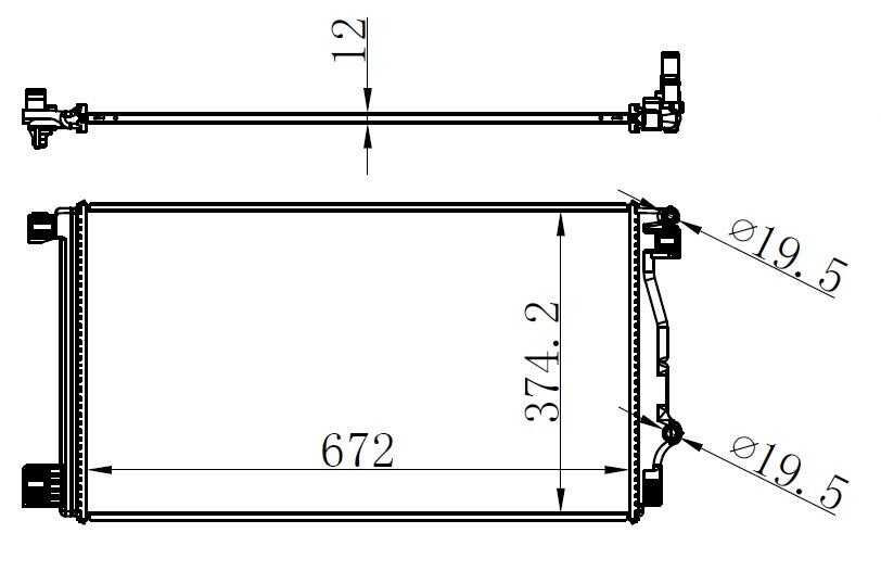 INTERCOOLER BRAZİNG INTERCOOLER A/M 672X374X12 CHR 2017