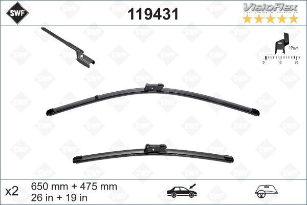 SİLECEK 64 47.5cm X2 FLATBLADE-MUZ TİPİ TRAFIC III-VIVARO II-BMW 2 SERİSİ F46