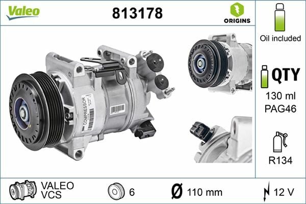 KLİMA KOMPRESÖRÜ COMBO E-CROSSLAND-GRANDLAND-PARTNER-BERLINGO-RIFTER-P208-P308-P508-P2008-P3008- P5008-C3-C4-C5-DS3-DS4-DS5 1.2 PrueTech 1.5 DV5 2.0 BlueHdi