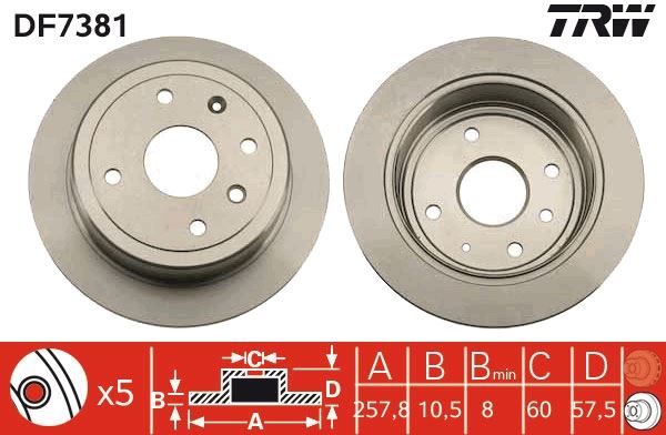 ARKA FREN DİSKİ AVEO 05 13 LACETTI 2005 NUBIRA 2005 OPTRA 2003-2008 257X10.5X60X4DL DOLU