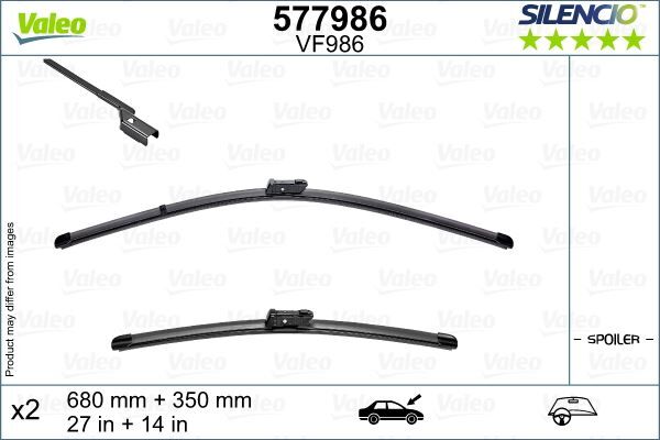 Valeo Silencio X-TRM Flat Blade VM986 X2 530 475 mm RENAULT Captur II 11.2019