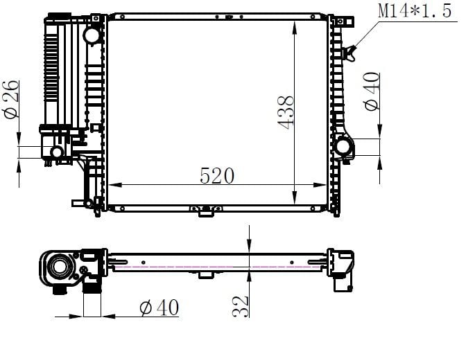 RADYATOR BRAZİNG MT 520X440X32 5.20İ/5.25İ E34 88- 60743