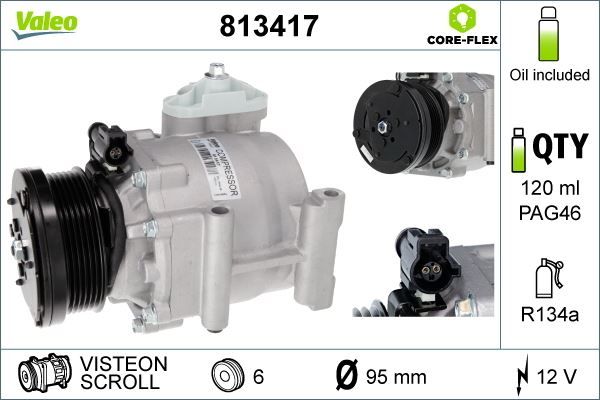 KLİMA KOMPRESÖRÜ FIESTA VI 1.25-1.4-1.6 Tİ 08 12 FIESTA V 02 08 1.4-1.6 TI FUSION 04 12 1.4-1.6 TI ZETEC 97mm