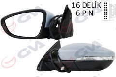 DIŞ DİKİZ AYNASI SOL PASSAT 11 ELEKTRİKLİ ISITMALI SİNYALLİ ASTARLI ASFERİK 6 FİŞ VM-6194EHPAL