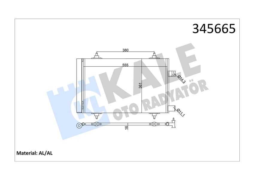 KLİMA RADYATÖRÜ KONDANSÖR P407 04 11 P508 10 18 C5 04 17 1.6-1.8-2.0 VTI-HDI OTO.-MEK. AL/AL