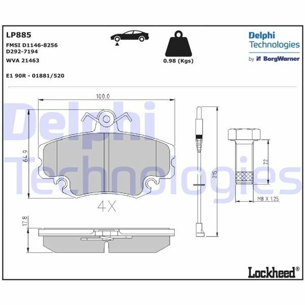 ÖN BALATA FİŞLİ RENAULT R9-R19-R21-CLIO I-II-MEGANE I-TWINGO-LOGAN-SANDERO-SOLENZA