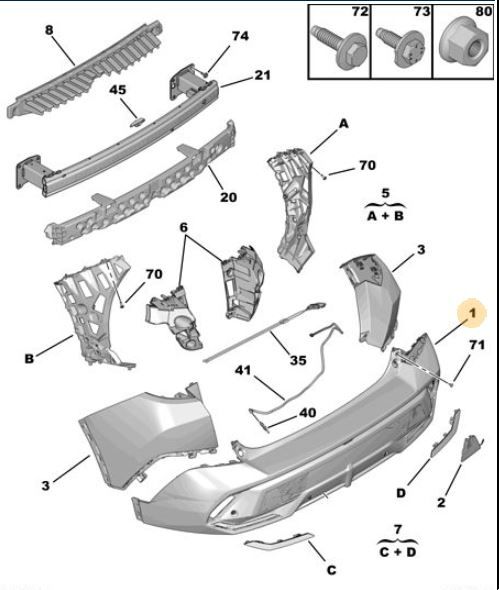 ARKA TAMPON ETEĞİ ORTA TAMPON PEUGEOT P408