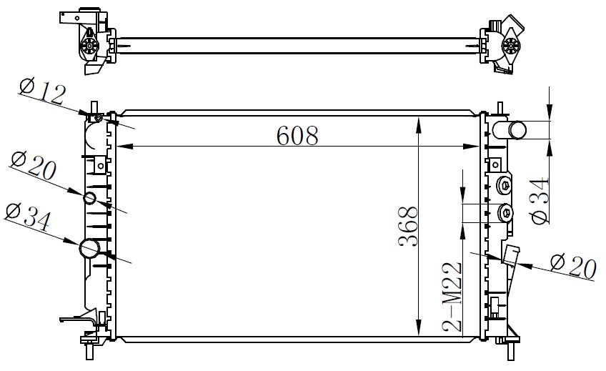 RADYATOR BRAZİNG MT 608X368X26 OPEL VECTRA B 2.5 63013A