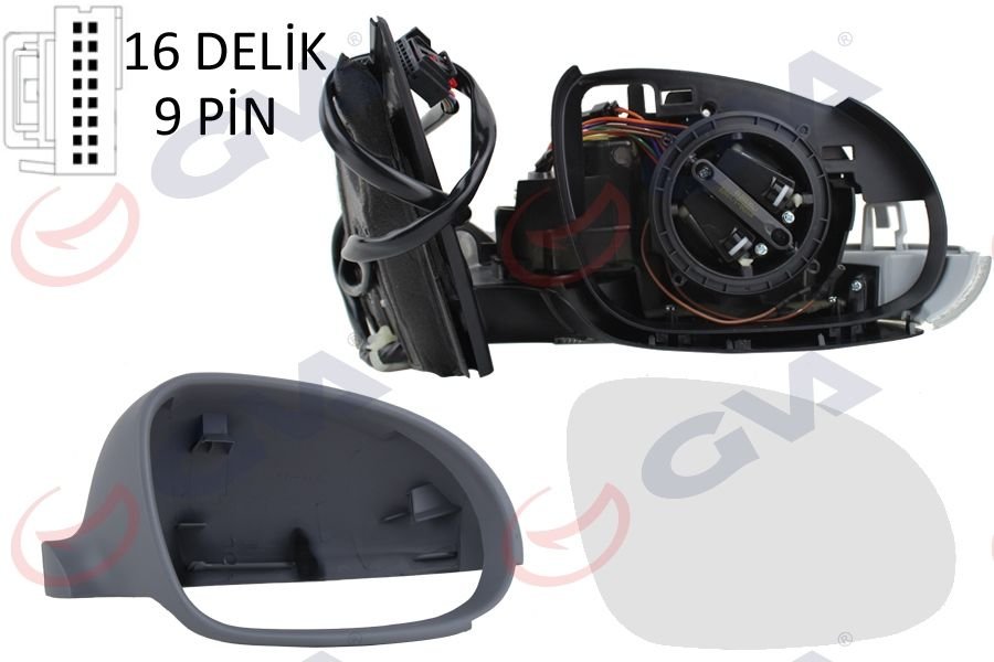DIŞ DİKİZ AYNASI SAĞ PASSAT 06 ELEKTRİKLİ ISITMALI KATLANIR SİNYALLİ ASTARLI KONVEKS 9 FİŞ VM-399NEBR