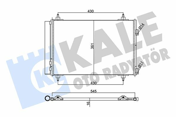 KLİMA KONDENSERİ BERLINGO-PARTNER 08 C4 04 307 00 1.4 16V1.6 16V-2.0 16V AL/AL 570x359x16