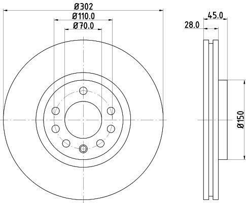 ÖN FREN AYNASI VECTRA C-SIGNUM 03 SAAB 9.3 02 1.8 2.0 16V 2.2. 3.0 302x28x7DLxHAVALI
