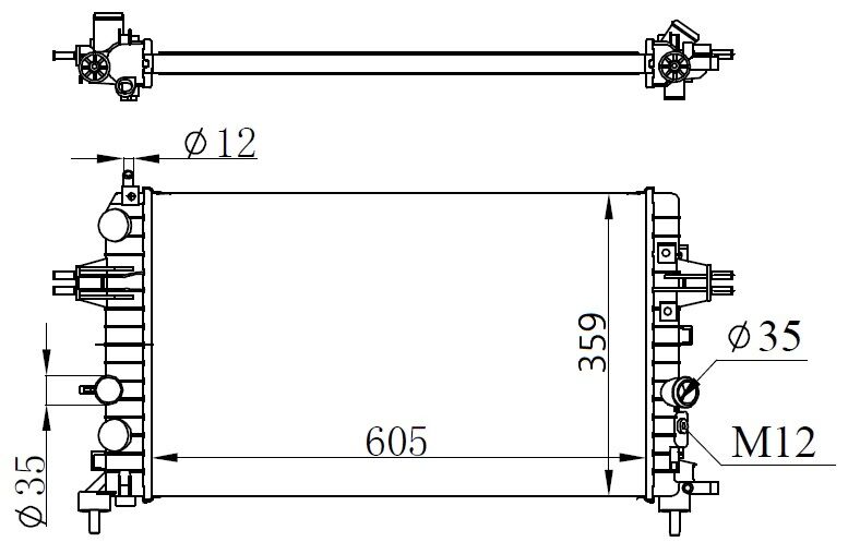 RADYATÖR ASTRA H- ZAFIRA 1.6-1.8 AC KLİMASIZ MEK 605x359x23