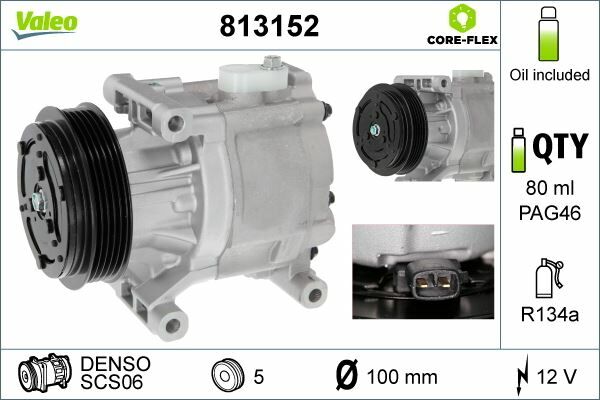 KLİMA KOMPRESÖRÜ FIAT 500 07 ALBEA 03 09 DOBLO 05 10 PALIO 03 12 PANDA 06 13 LANCIA YPSILON 03 12 FORD KA 08 16 1.3MTJ 1.9JTD 12V 6 KANAL 100MM