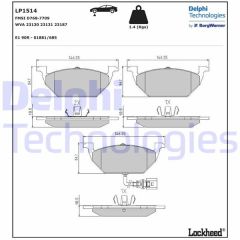 ÖN BALATA FİŞLİ KÜÇÜK GOLF4-GOLF5-JETTA-BORA-POLO-A3-LEON 97 GDB1386 146x54.7x19.8