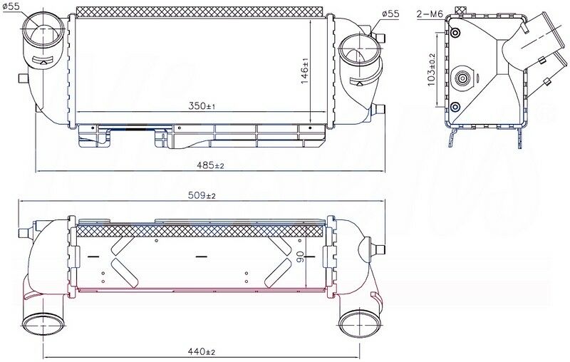 INTERCOOLER BRAZİNG INTERCOOLER A/M 350X145X90 İX35 2.0CRDİ 09 SPORTAGE 2.0CRDİ 09 KOMPLE ALUMİNYUM 96192