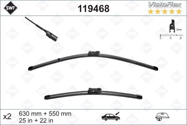 SWF VisioFlex Flat Blade X2 630 550 mm VW Tiguan II