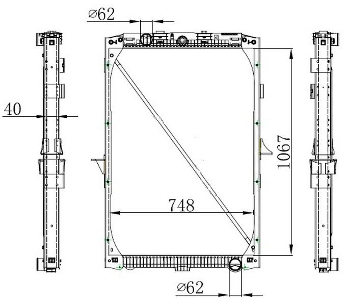 RADYATOR TRUCK BRAZİNG MT 1067X748X48 XF105 05