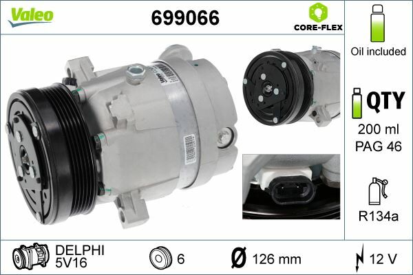 KLİMA KOMPRESÖRÜ VECTRA A 2.0 88-95 -CALIBRA A 2.0 90-97 124mm
