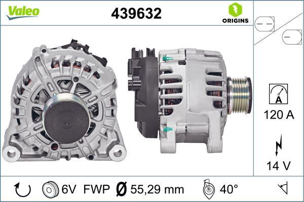 ALTERNATOR 12V 120AFORD FIESTA VI 1.4 TDCi 08 17 FIESTA VI 1.6 TDCi 08 17 MAZDA 2 1.4 MZR-CD 08 15