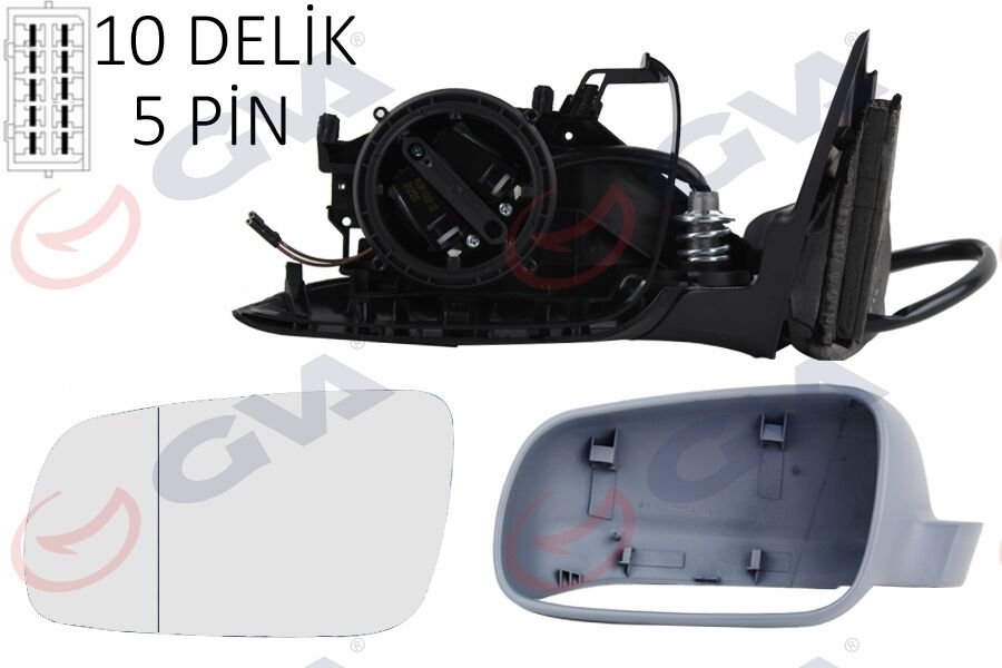 DIŞ DİKİZ AYNASI SOL PASSAT 97 ELEKTRİKLİ ISITMALI ASTARLI KONVEKS 5 FİŞ VM-189AL
