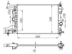 RADYATÖR BRAZİNG OTOMATIK ASTRA J 09 1.6 CRUZE 09 1.6-1.8 OTO AC KLİMASIZ 580x398x16