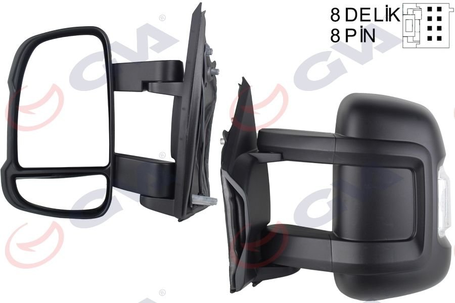 DIŞ DİKİZ AYNASI SOL DUCATO-BOXER-JUMPER 06 ELEKTRİKLİ ISITMALI SİNYALLİ ORTA UZUN KOL KONVEKS 8 FİŞ VM-6202EHL