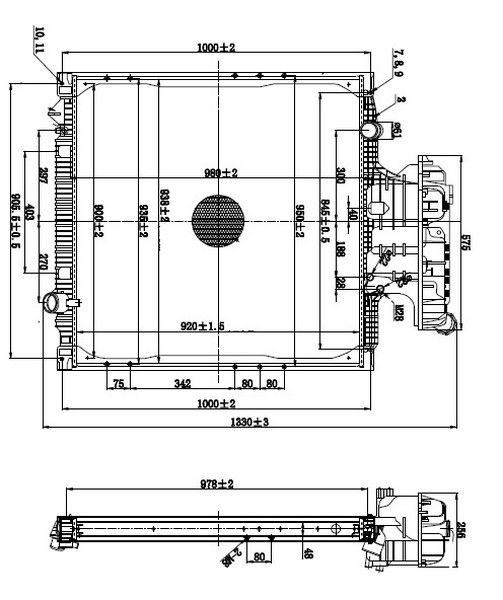 RADYATOR TRUCK BRAZİNG MT 920X938X48 TG-A 310 HP 02-