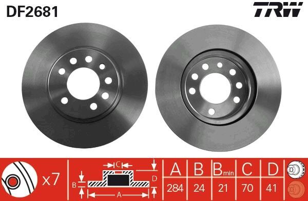 ÖN FREN AYNASI CALIBRA 93-97 VECTRA A-SAAB 900 93-98 2.0-2.3-2.5 284x24x7DLxHAVALI