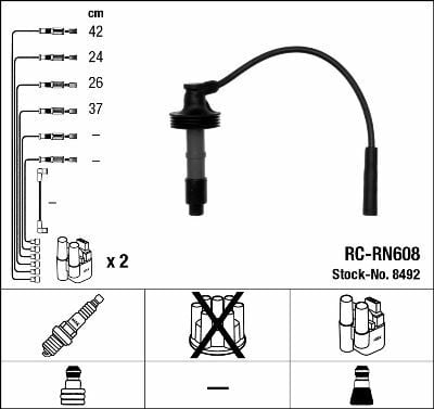 BUJİ BOBİN KABLOSU LAGUNA-SAFRANE II 2.0İ 16V N7Q 95-01 -VOLVO S40 1.6 1.8 95-99 2.0 95-04 RC-RN608