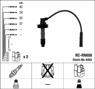 BUJİ BOBİN KABLOSU LAGUNA-SAFRANE II 2.0İ 16V N7Q 95-01 -VOLVO S40 1.6 1.8 95-99 2.0 95-04 RC-RN608